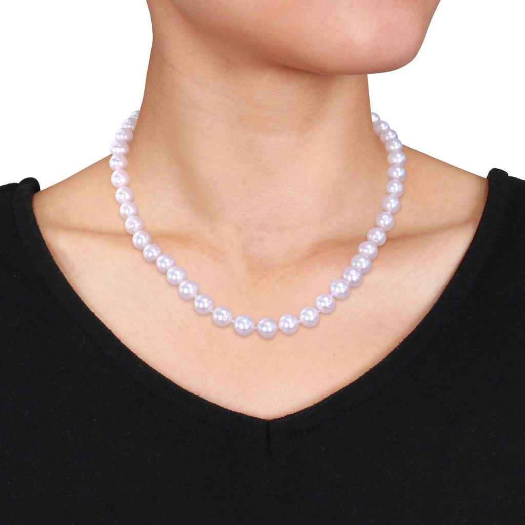 Mimi & Max 9-10mm Cultured Freshwater Pearl Strand with Sterling Silver Ball Clasp