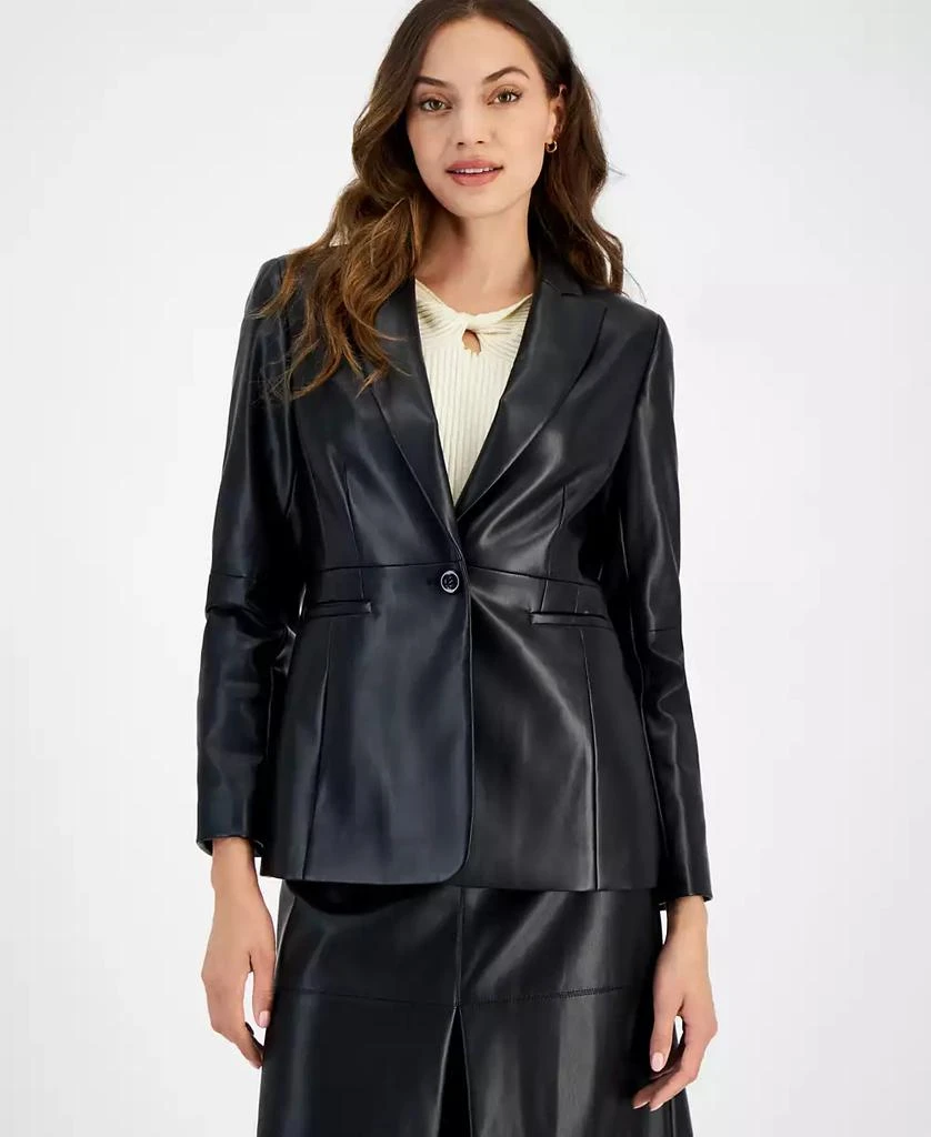 Tahari Women's Faux-Leather Boyfriend Jacket 1