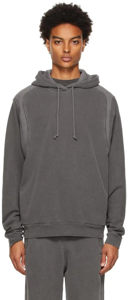 John Elliott Black Cross Thermal Hoodie 1