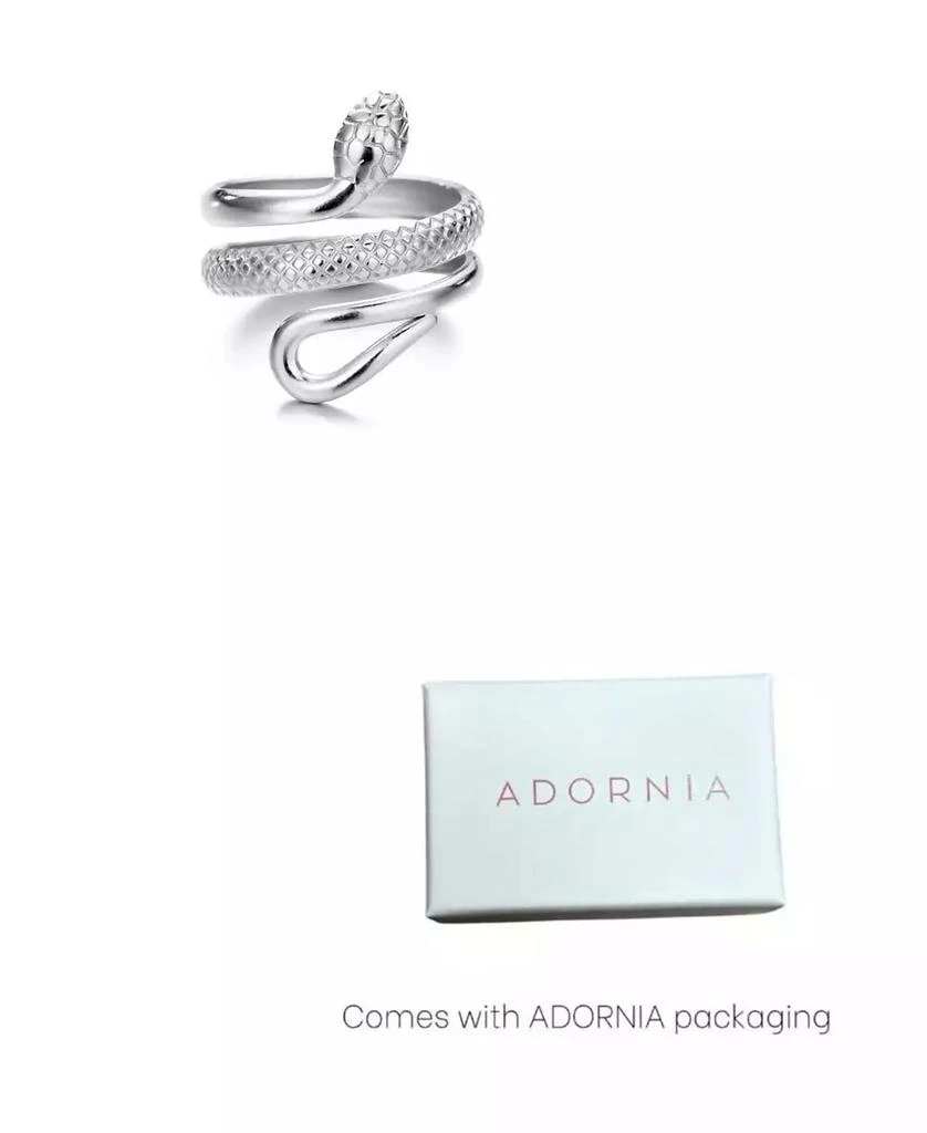 ADORNIA Tarnish Resistant Silver Curvy Snake Ring 2