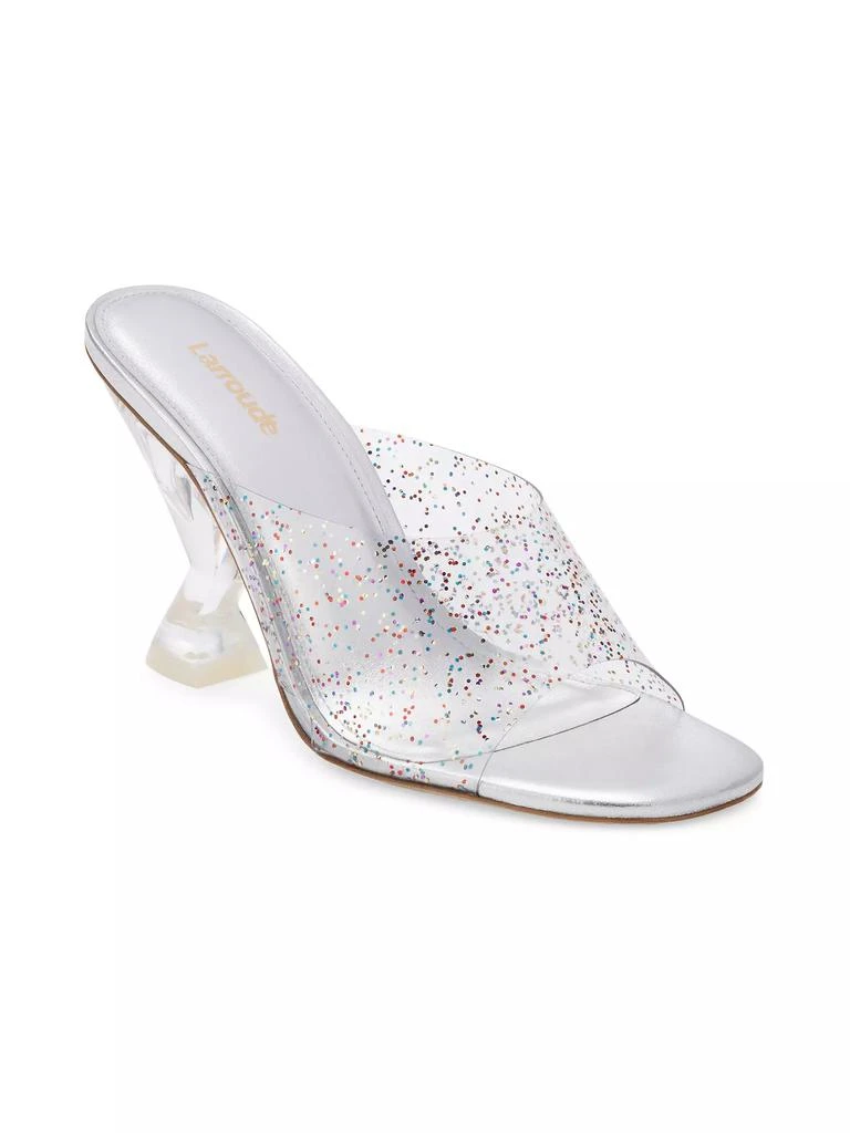 Larroude Madonna Lucite Glitter Vinyl Mules 2