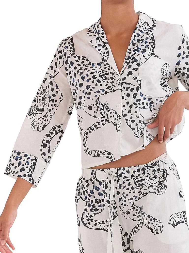 Desmond & Dempsey Jaguar Print Boxy Pajama Set 5