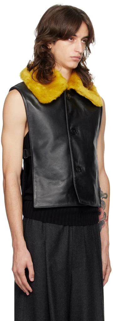 Dries Van Noten Navy & Black Paneled Leather Vest 2