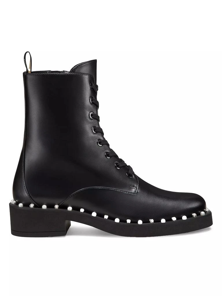 Stuart Weitzman Reverie Embellished Leather Lace-Up Booties 1