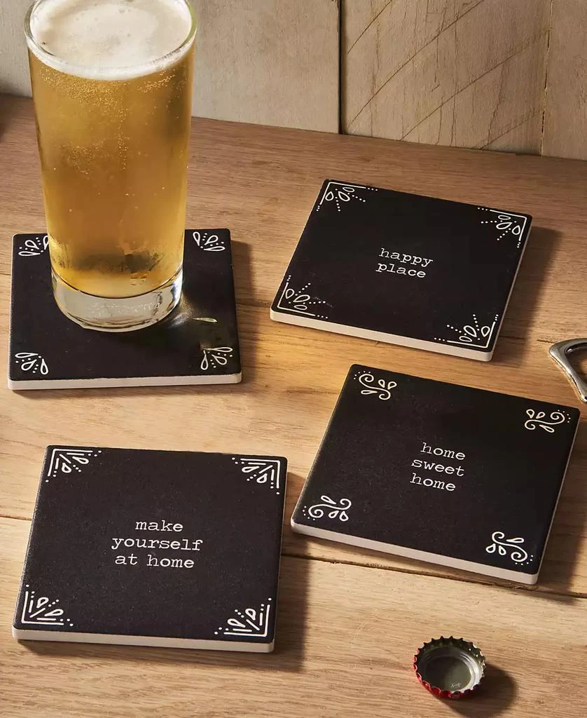 American Atelier 4.25'' D Happy Place Ceramic Coasters Set, 4 Piece 5
