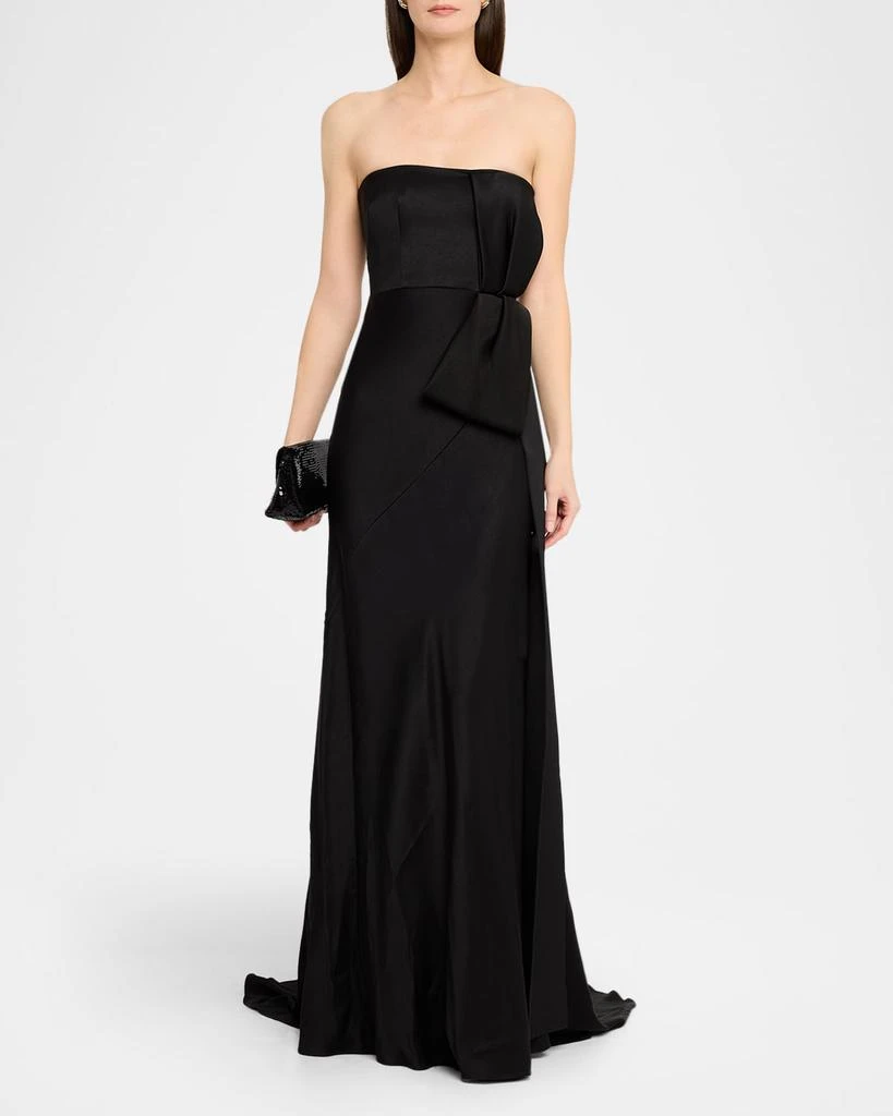 Alex Perry Strapless Gown With Bow In Satin Crepe 2