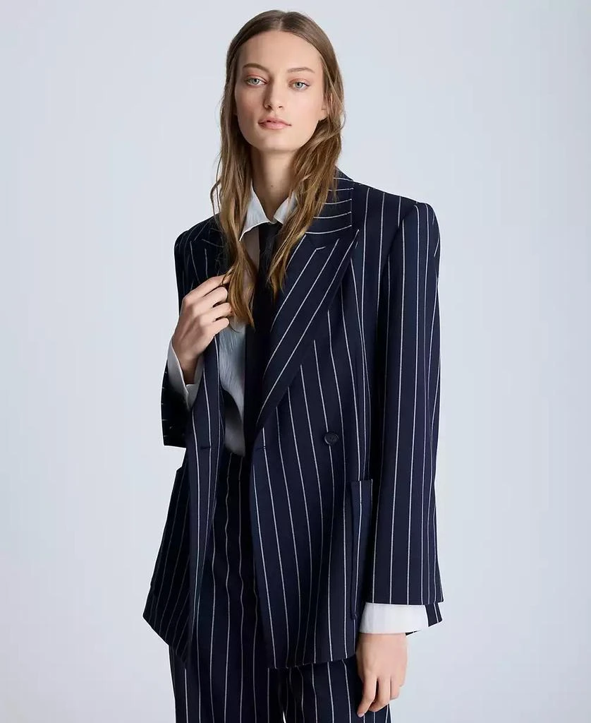 Kenneth Cole Women's Pinstriped Double-Breasted Jacket 6