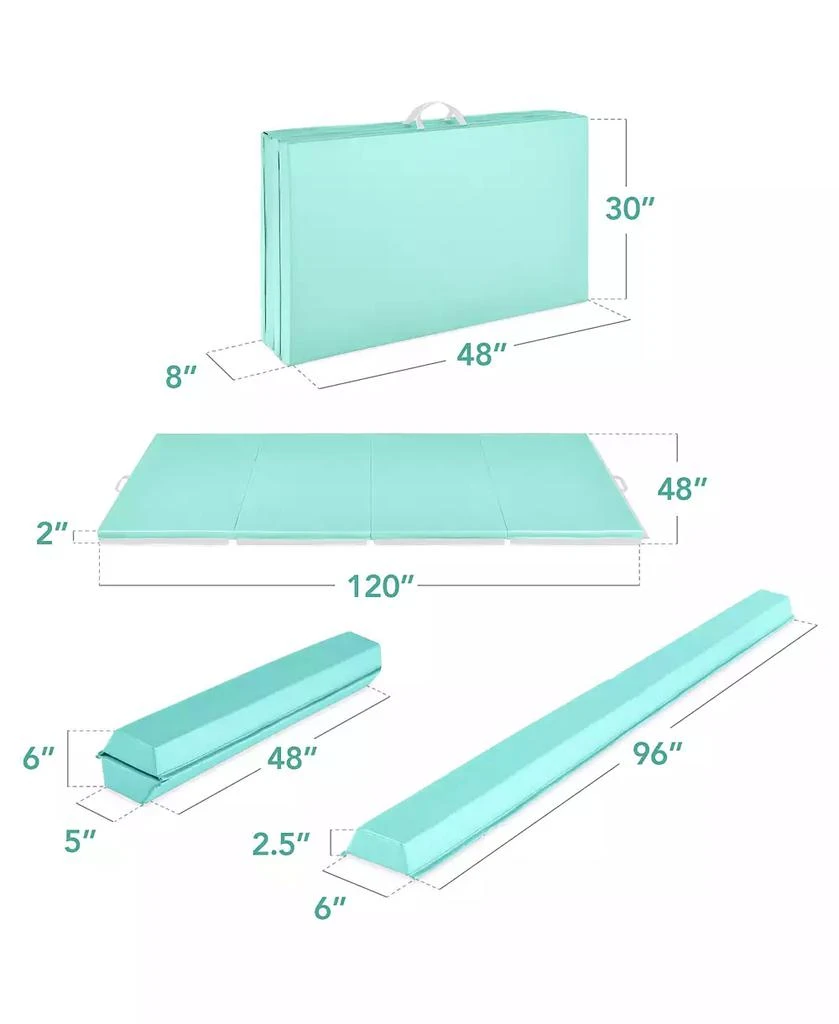 Best Choice Products 10ftx4ftx2in Folding Gym Mat 4-Panel w/ Carrying Handles 
Folding Balance Beam 8