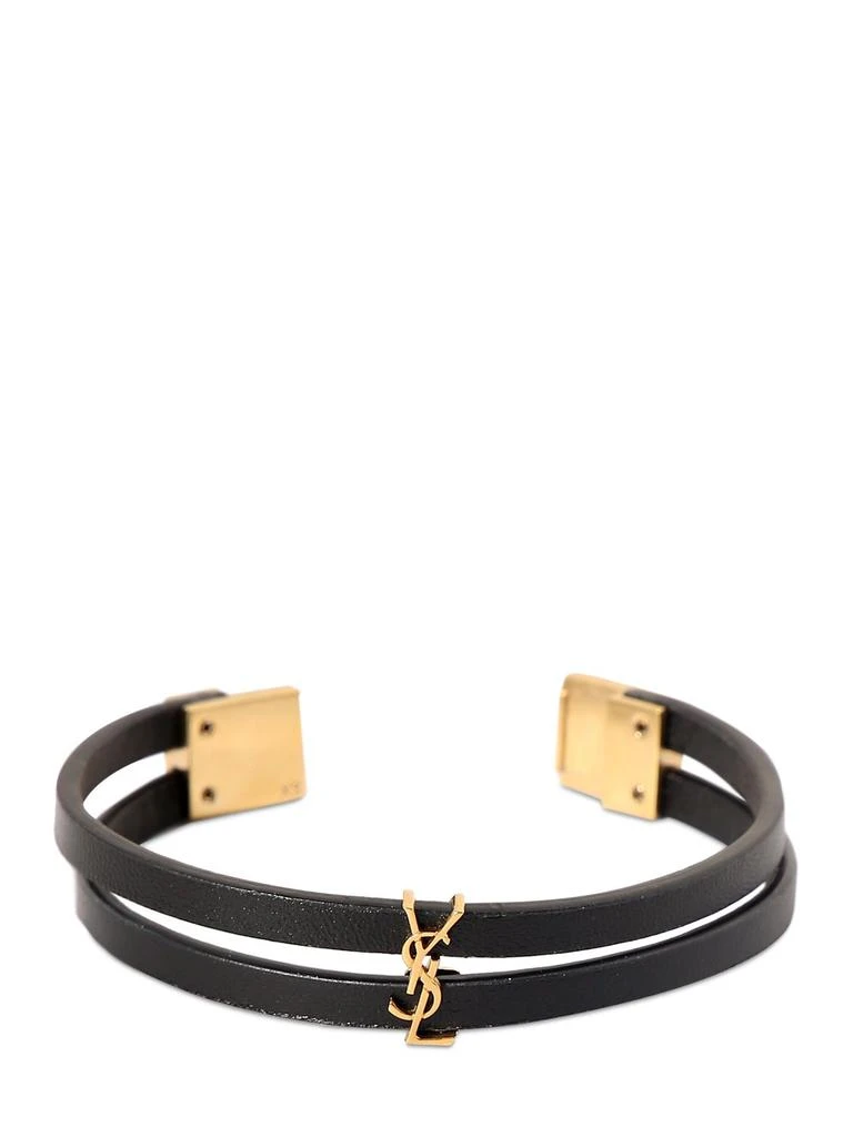 Yves Saint Laurent Cassandre Double-row Leather Bracelet 1