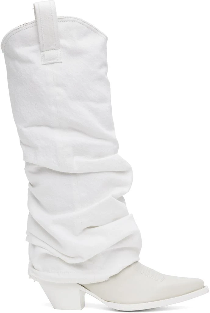 R13 White Mid Cowboy Denim Sleeve Boots 1