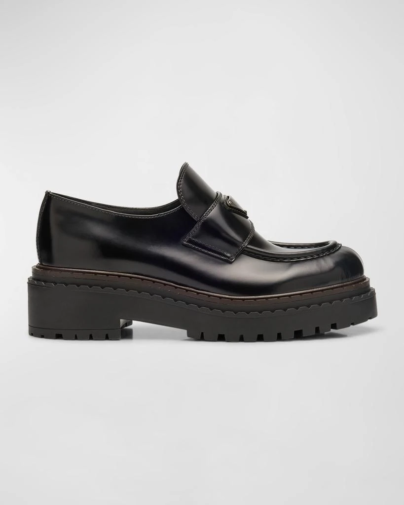 Prada Chocolate Calfskin Platform Loafers 1