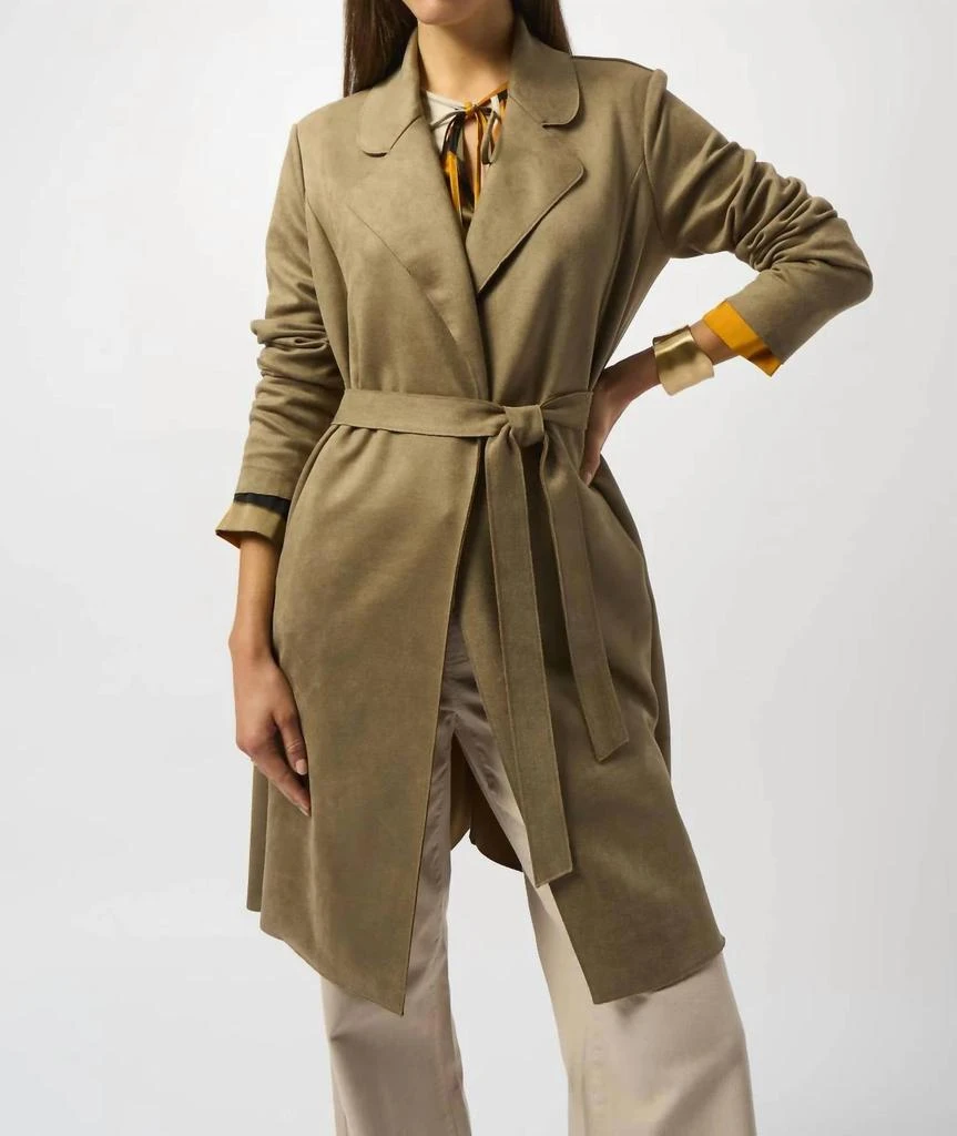 JOSEPH RIBKOFF Joseph Ribkoff - Faux Suede Belted Trench Coat