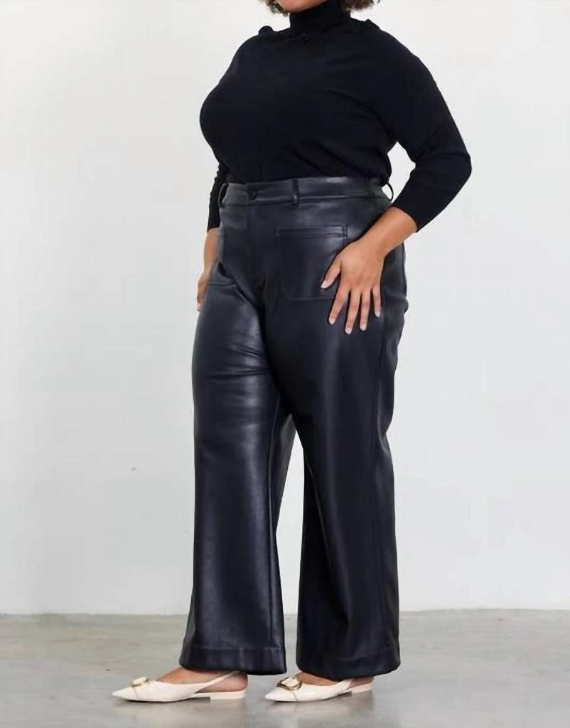SKIES ARE BLUE Skies Are Blue - Faux Leather Wide Leg Pants - Plus 3