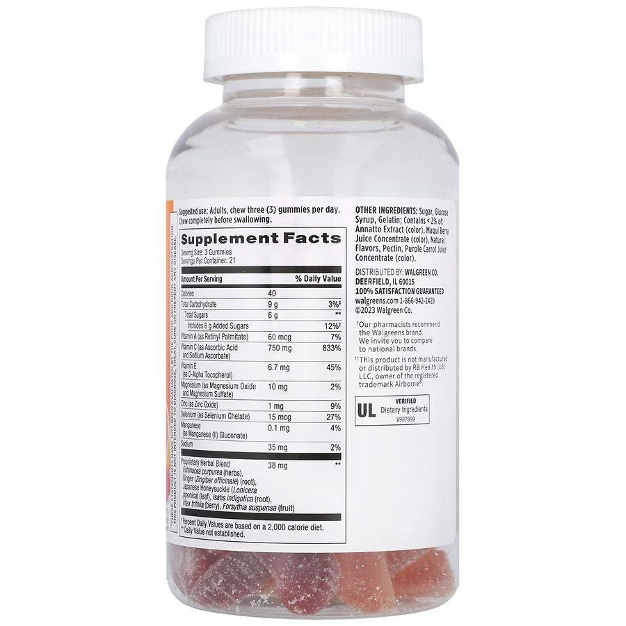 Walgreens Immune Support Vitamin C Gummies Natural Mixed Berry 
Grapefruit 
Orange 3