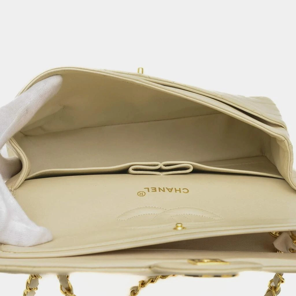 Chanel Chanel Light Beige Lambskin Leather Classic Double Flap Shoulder Bag 8