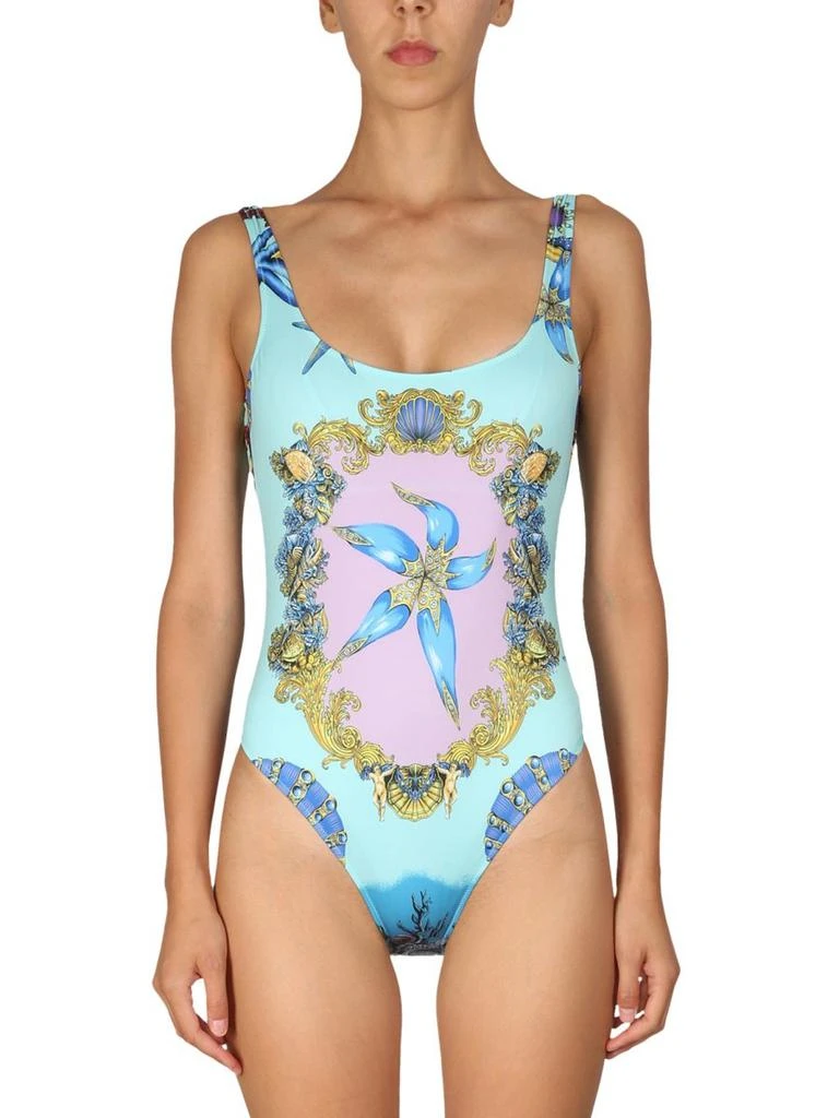 Versace Versace Allover Graphic Printed Low-Back Swimsuit 1