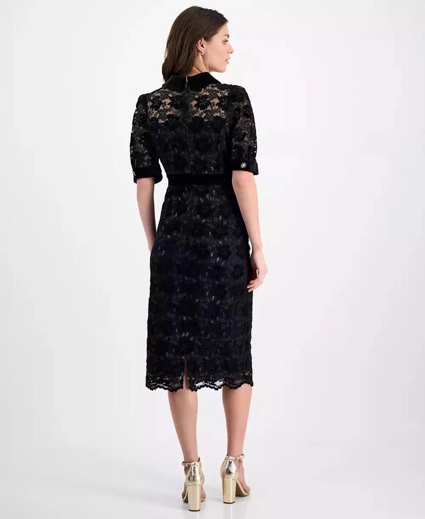 Tahari Women's Lace Velvet-Trim Shirtdress 5