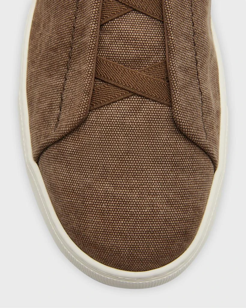 Zegna Men's Triple Stitch Canvas Slip-On Sneakers 7