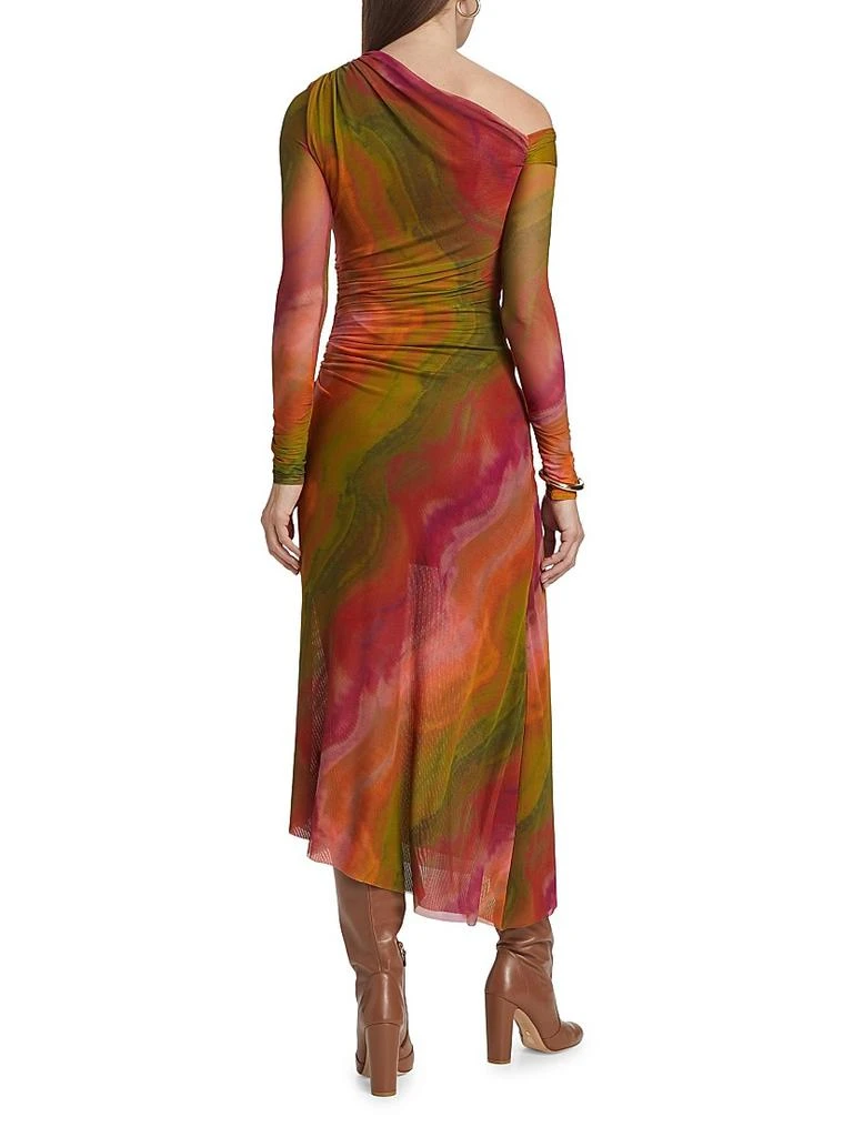 AMUR Drena Abstract Mesh One-Shoulder Midi-Dress 5