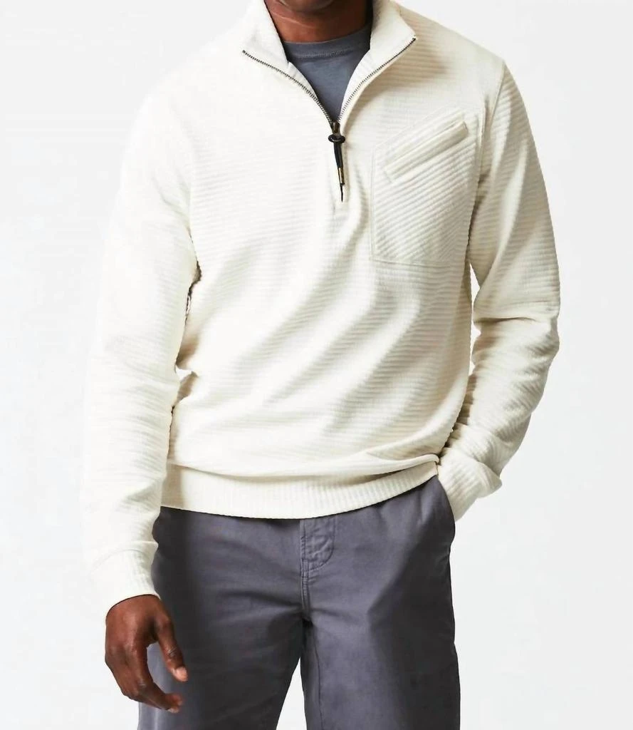 Billy Reid Quilted Half Zip In Tinted White 1