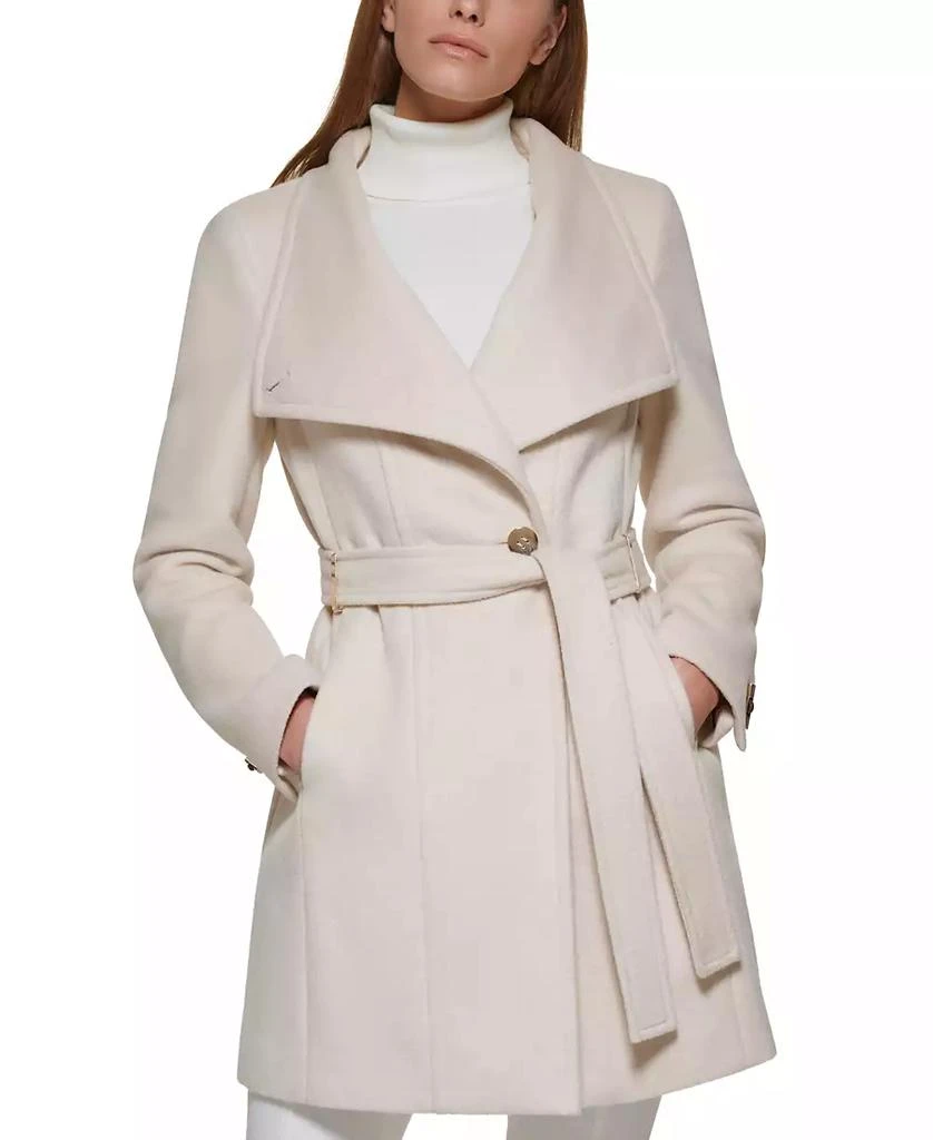 Calvin Klein Womens Asymmetrical Belted Wrap Coat, Created for Macys 1