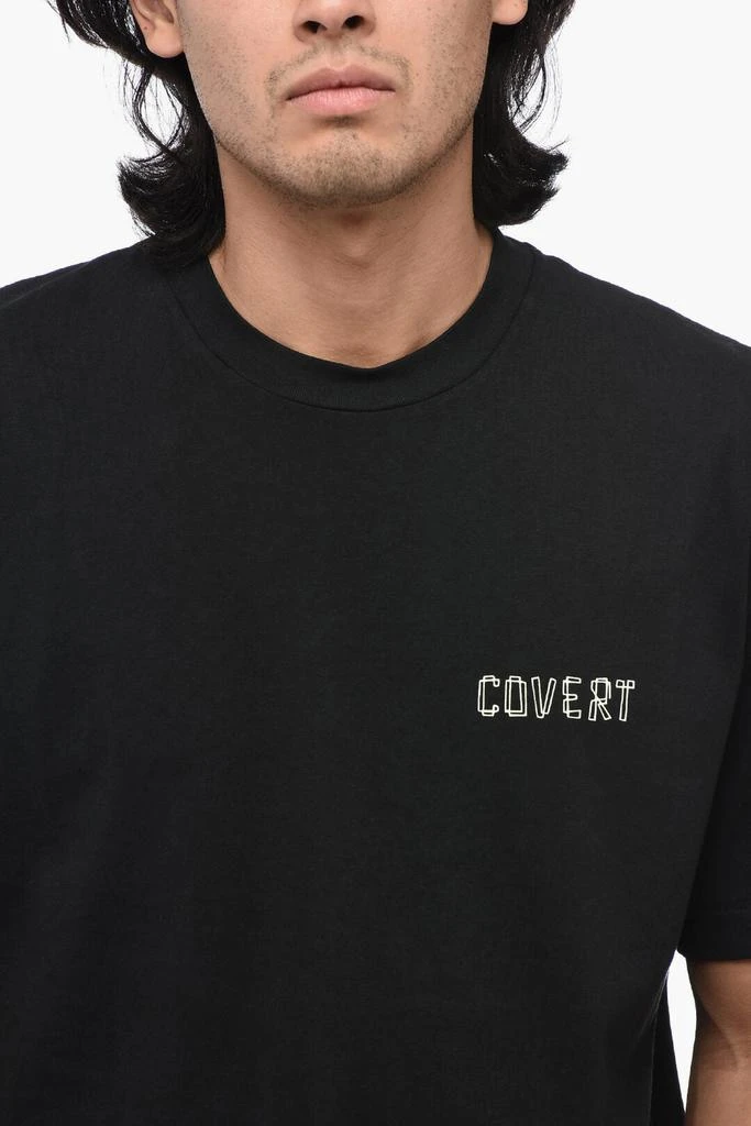 COVERT Solid Color Crew-neck T-Shirt with Printed Logo 3