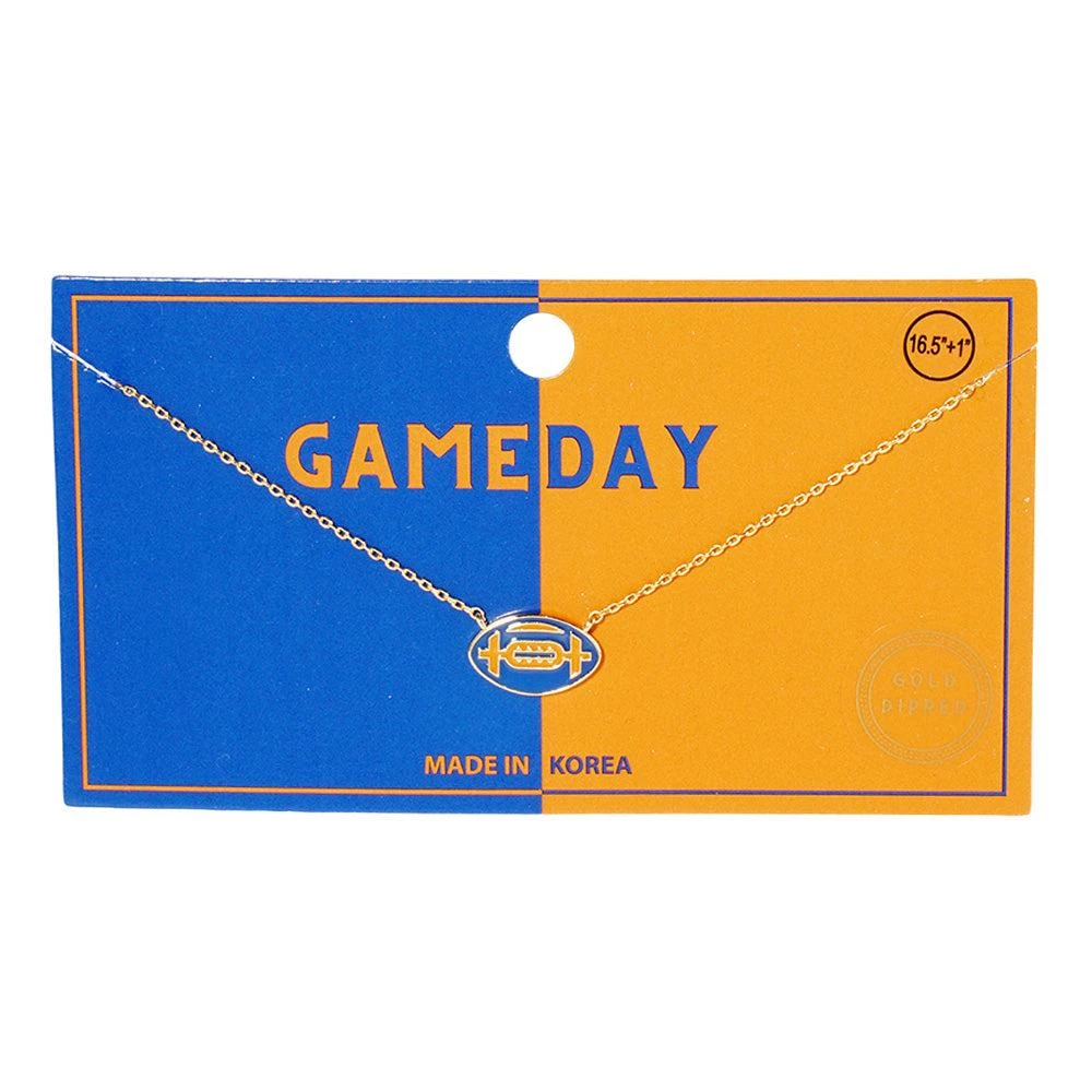 FASHNZFAB Gold Dipped Gameday Enamel Football Pendant Necklace 2