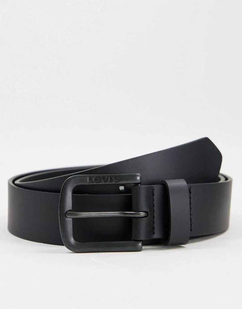 Levi's Levi's Seine metal leather belt in matte black 1