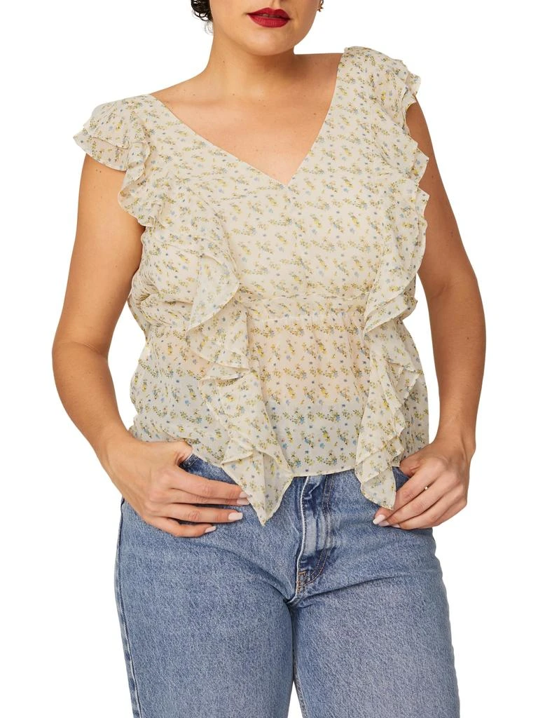 MARISSA WEBB Lilly Floral Flutter Chiffon Blouse