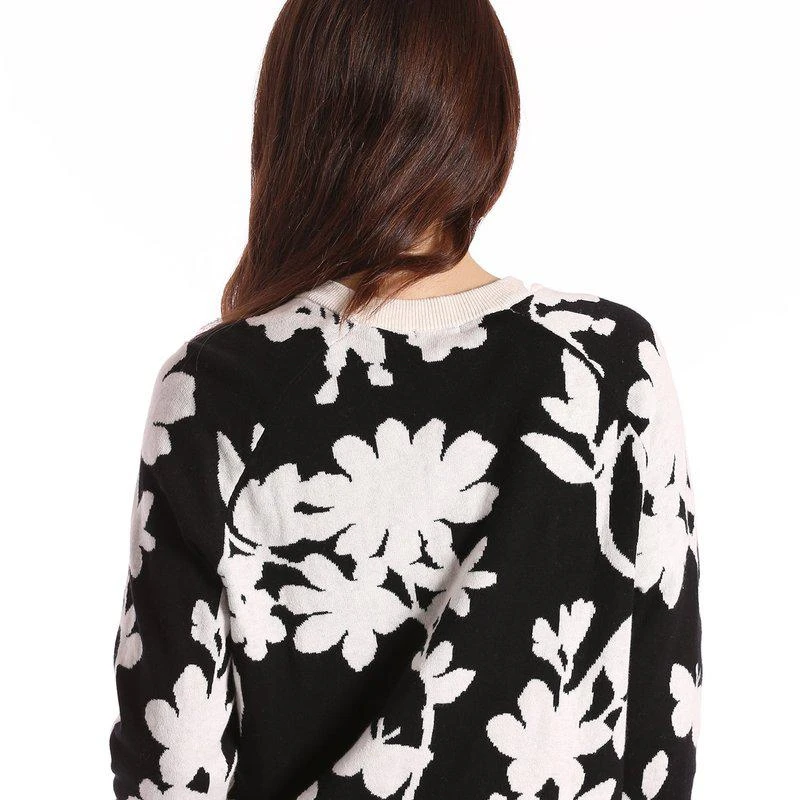Minnie Rose Cotton Cashmere Long Sleeve Reversible Floral Crewneck Sweater 2