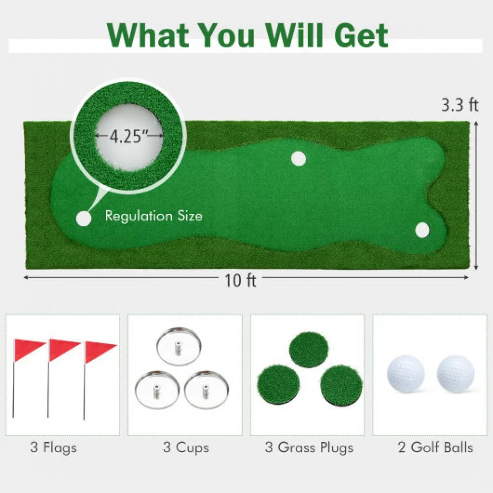 Hivvago Golf Putting Green with Realistic Artificial Grass Turf-S 5