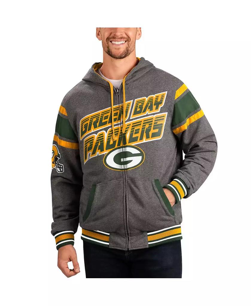 G-III Sports by Carl Banks Men's Green, Gray Green Bay Packers Extreme Full Back Reversible Hoodie Full-Zip Jacket