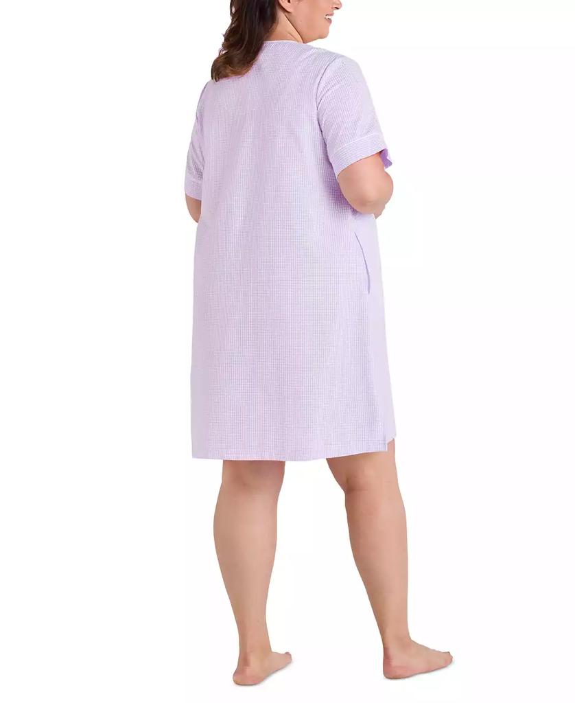 Miss Elaine Plus Size Short-Sleeve Seersucker Robe