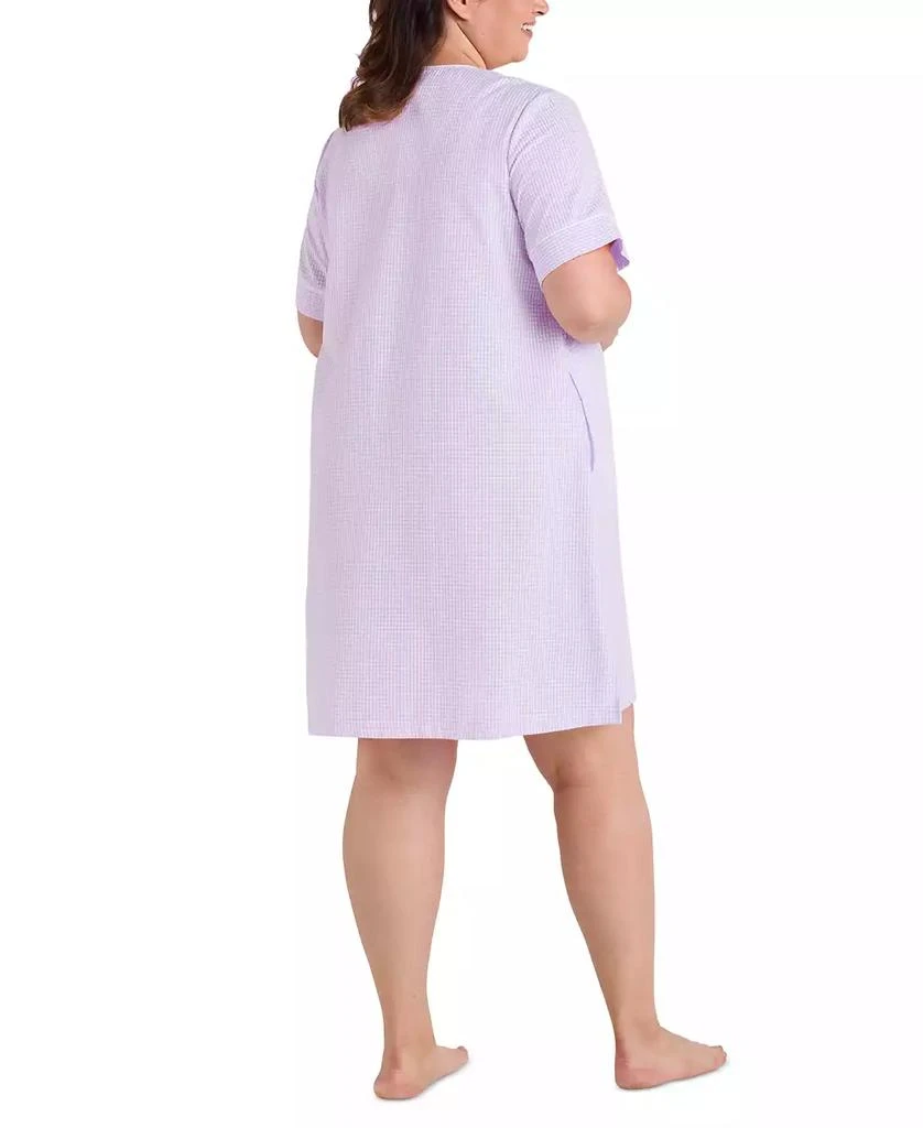 Miss Elaine Plus Size Short-Sleeve Seersucker Robe 2
