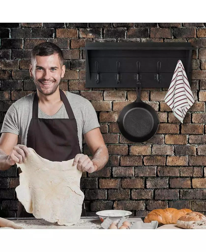 HBCY Creations Rustic Wall-Mounted Coat Rack Shelf, 24" Solid Pine Wood with Hooks, Country Style for Entryway, Kitchen
Bathroom 7