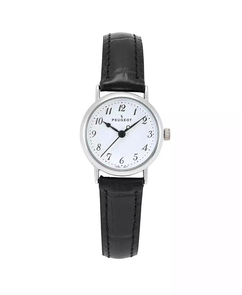 Peugeot Womens Small Face Easy Read Minimalist Brown Leather Strap Watch
