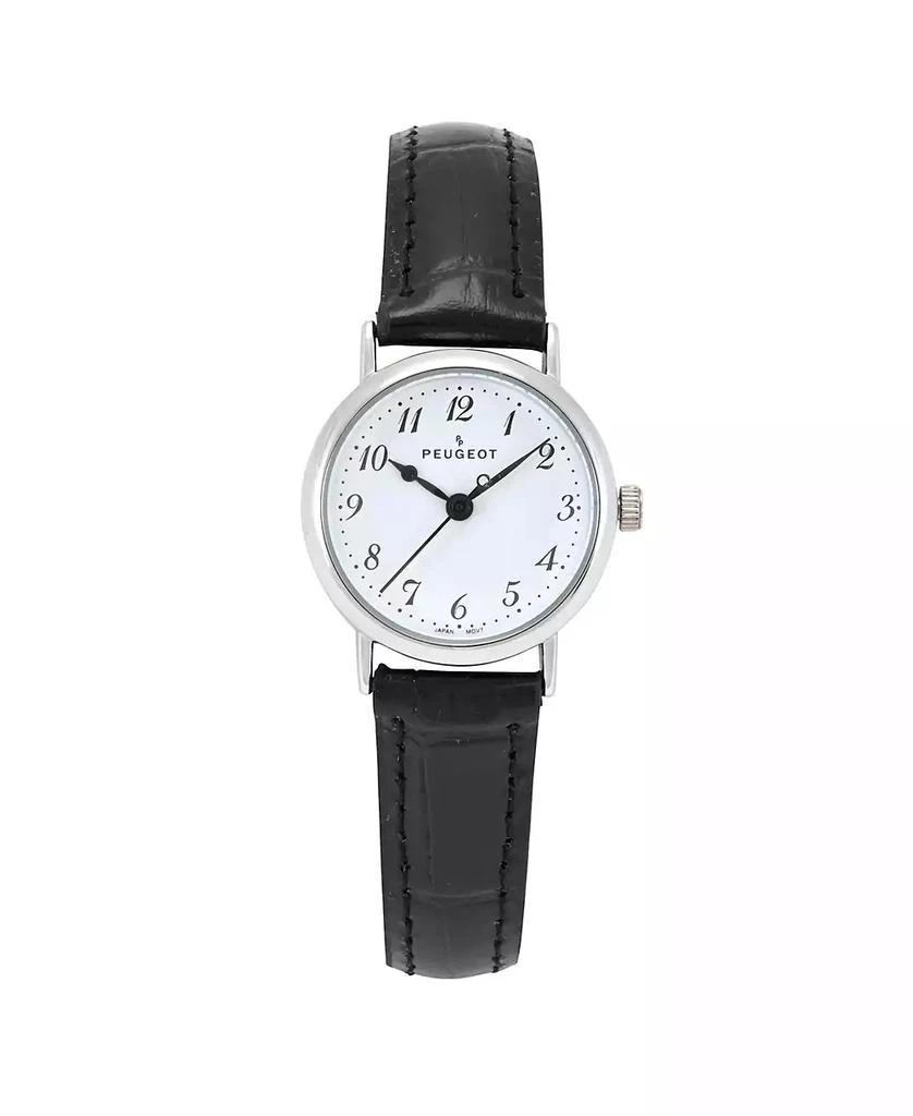Peugeot Womens Small Face Easy Read Minimalist Brown Leather Strap Watch 1