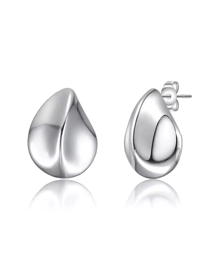 Rachel Glauber Raindrop Stud Earrings in White Gold Plated or 14K Gold Plated