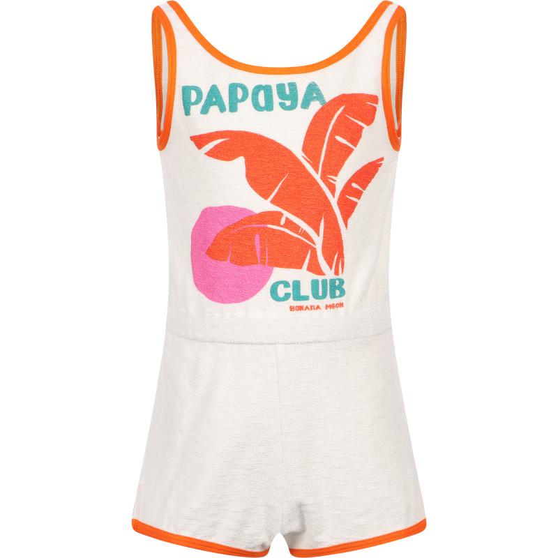 BANANA MOON Papaya club short terry beach jumpsuit in white and orange