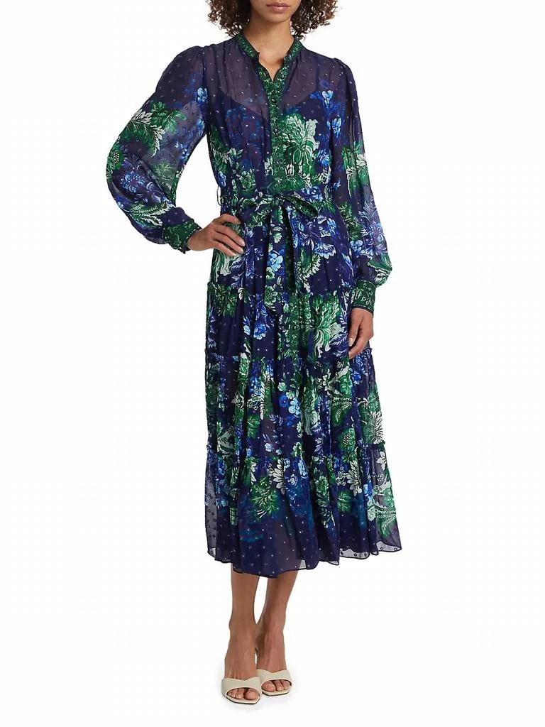 Hemant & Nandita Hemant & Nandita - Keva Floral Tie-waist Midi-dress 4