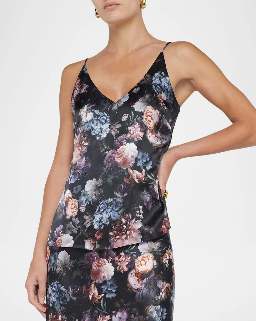 L'Agence Gabriella V-Neck Floral Silk Tank Top 3