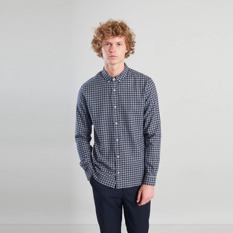 L'Exception Paris Chequered Flannel Shirt Navy Blue L'EXCEPTION PARIS 1
