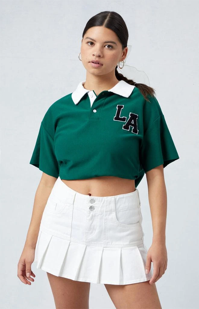 PacSun Eco White Pleated Low Rise Denim Mini Skirt 2