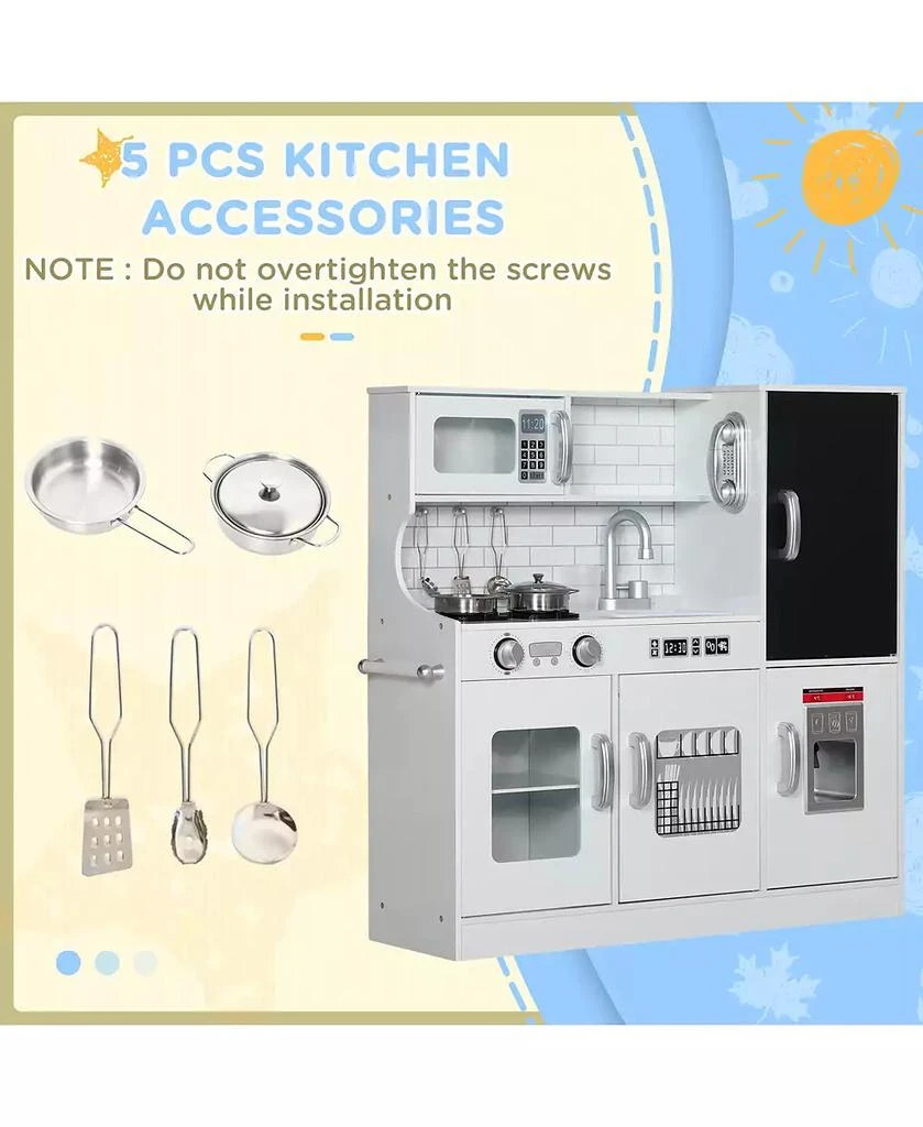 HONGGE Kids Pretend Play Kitchen with Chalkboard and Accessories 7