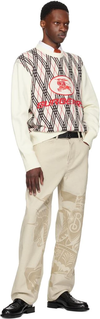 Burberry Off-White Argyle Check Wool Blend Sweater 4