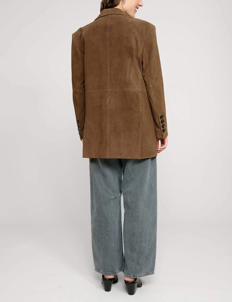 Pixie Market Brown Genuine-Leather Suede Blazer 4