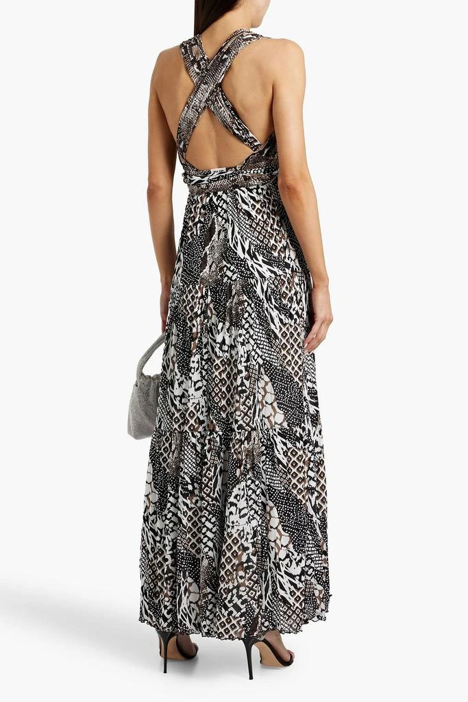 Diane von Furstenberg Drew tiered snake-print mesh maxi dress 3
