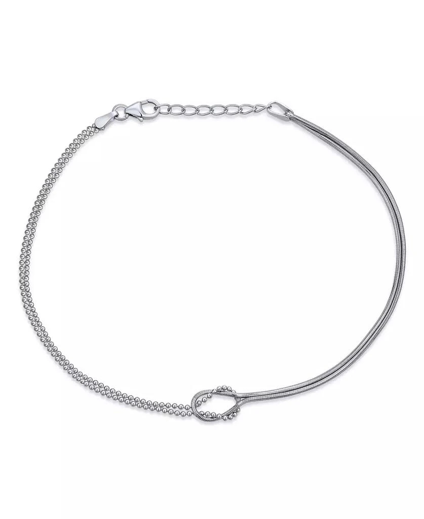 Bling Jewelry Love Knot Infinity Anklet Ankle Bracelet Split Beaded Ball Snake Chain Sterling Silver Adjustable 9 To 10 Inch 2