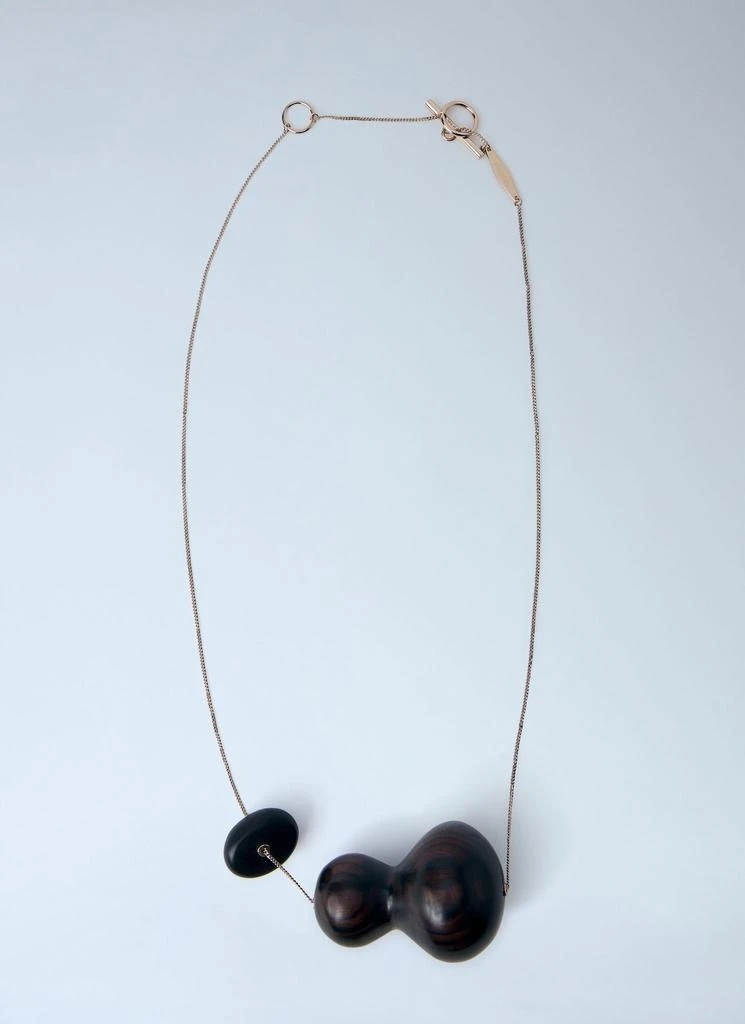 Max Mara Sculptural Wood Pendant Necklace