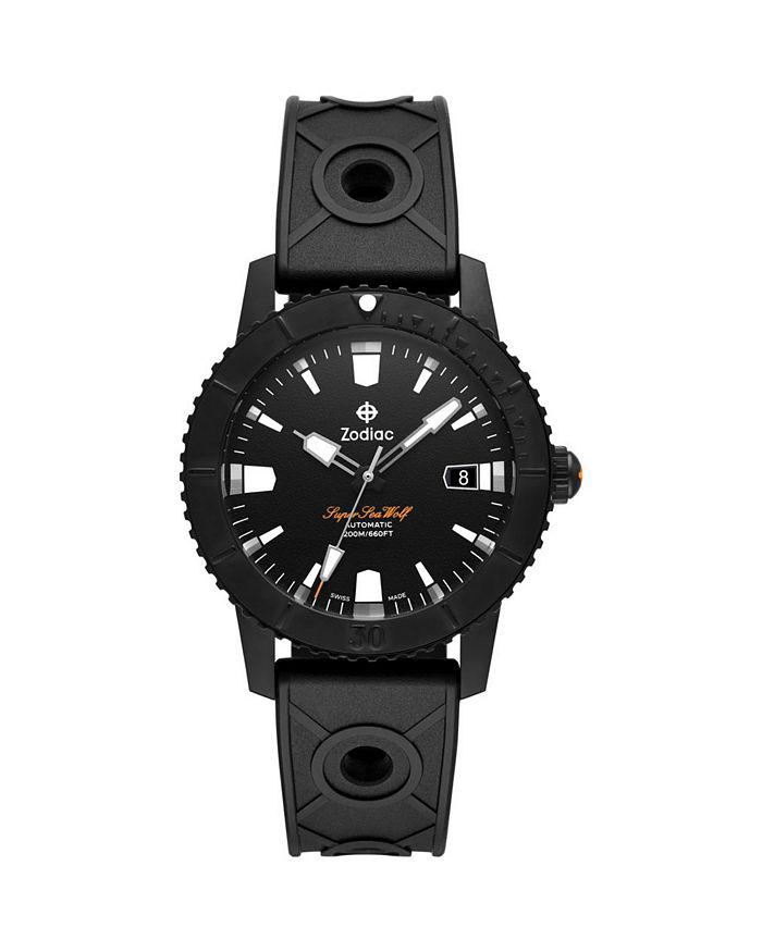 ZODIAC Compression Diver Automatic Rubber Strap Watch, 40mm
